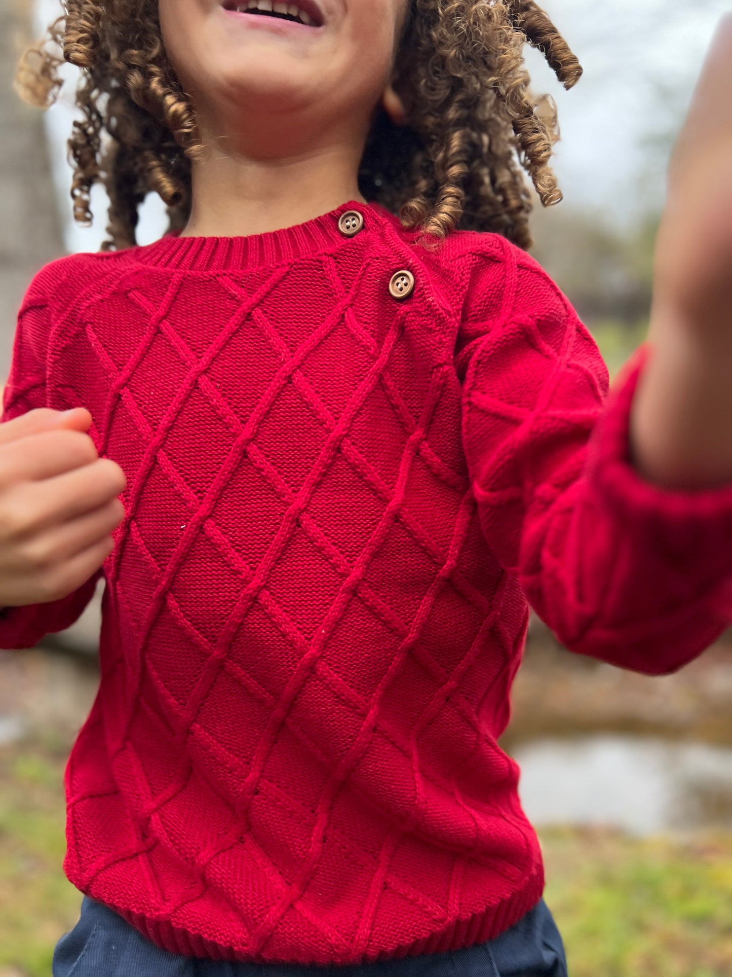 Cable Knit Sweater - Red