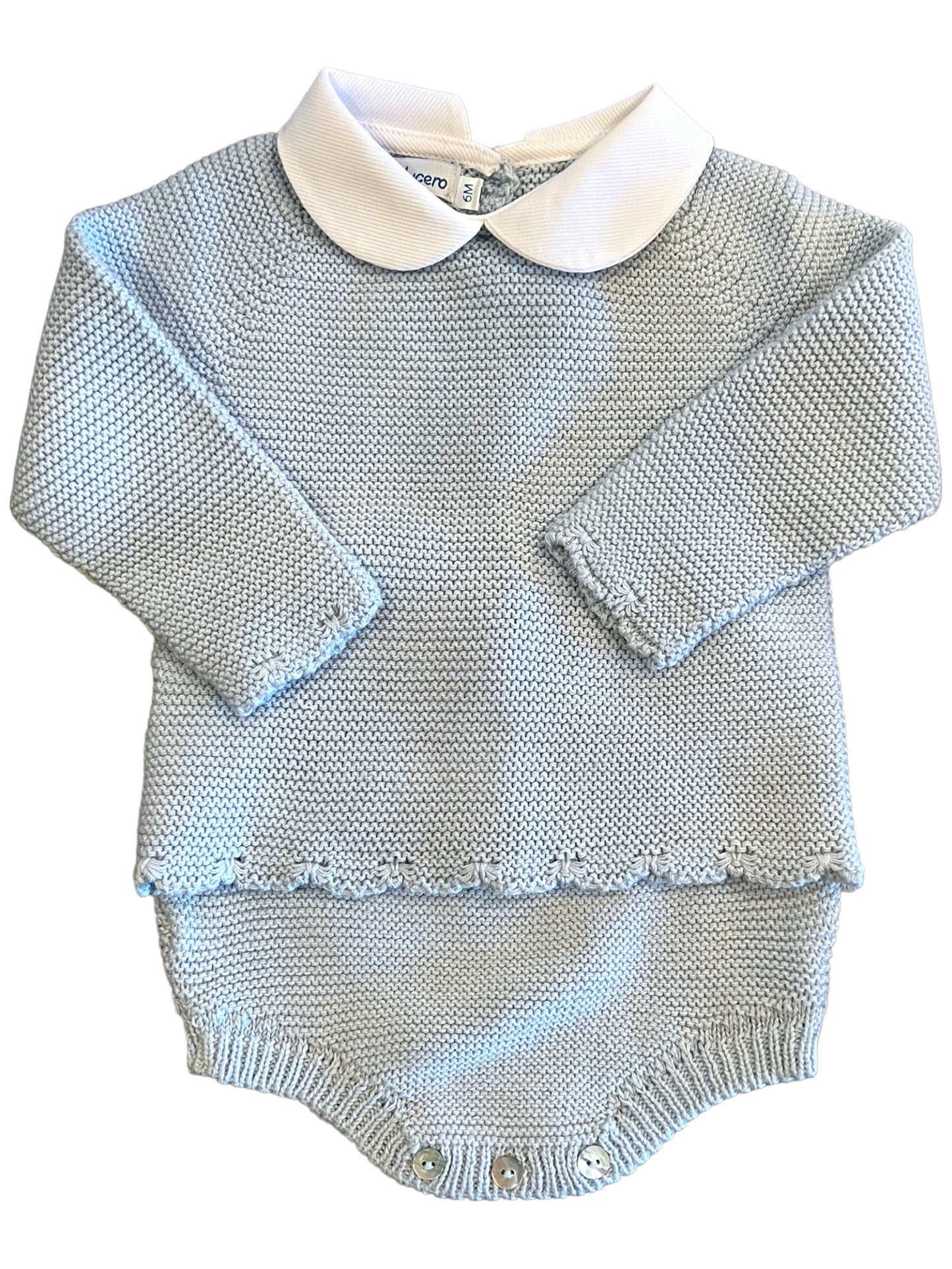 Round Collared Diaper Set - Light Blue