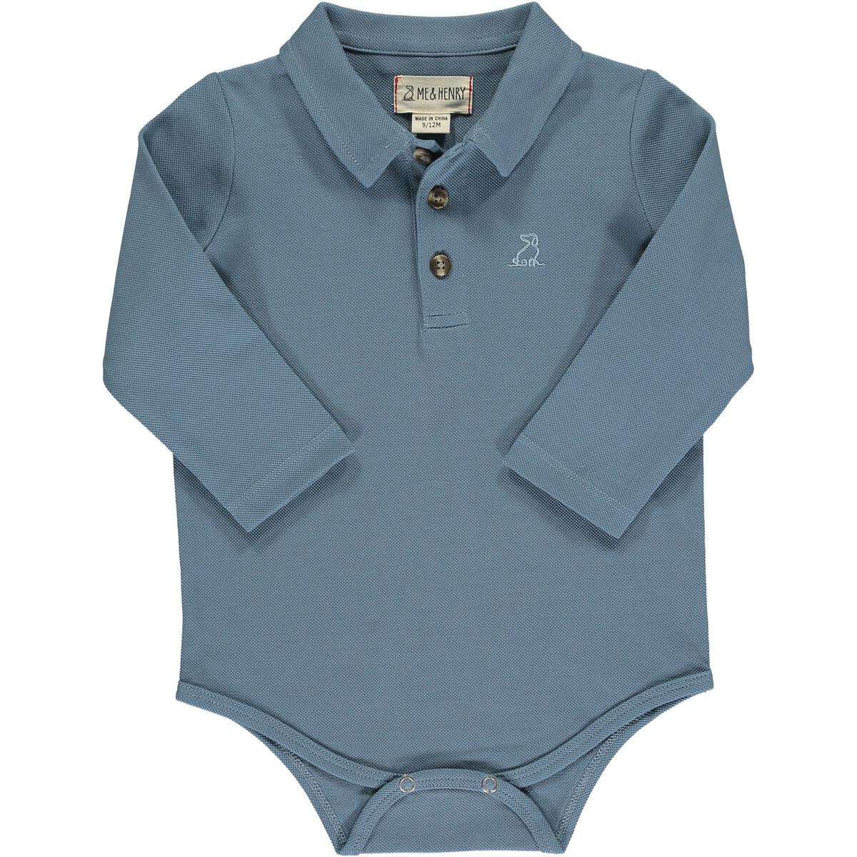 Polo Onesie - Blue Pique