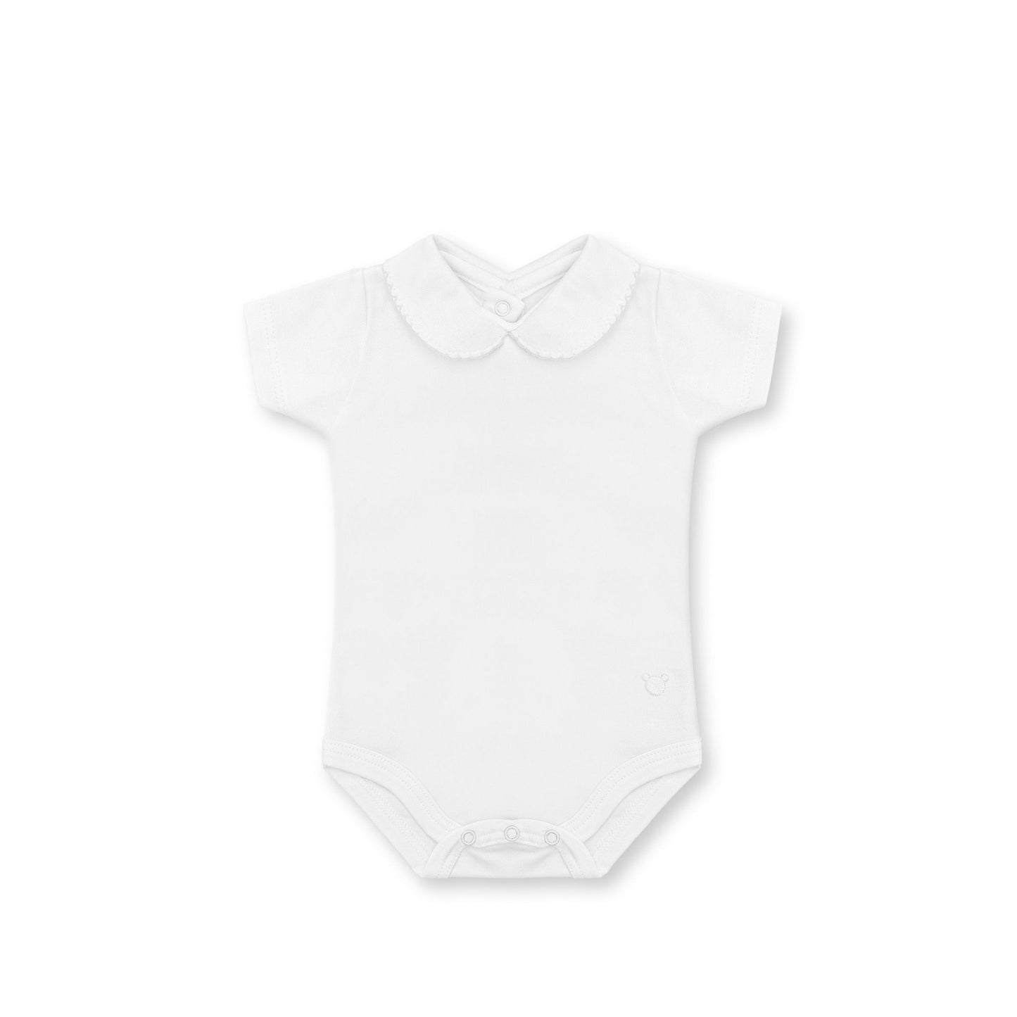 Short Sleeve Bebe Collar Bodysuit - White