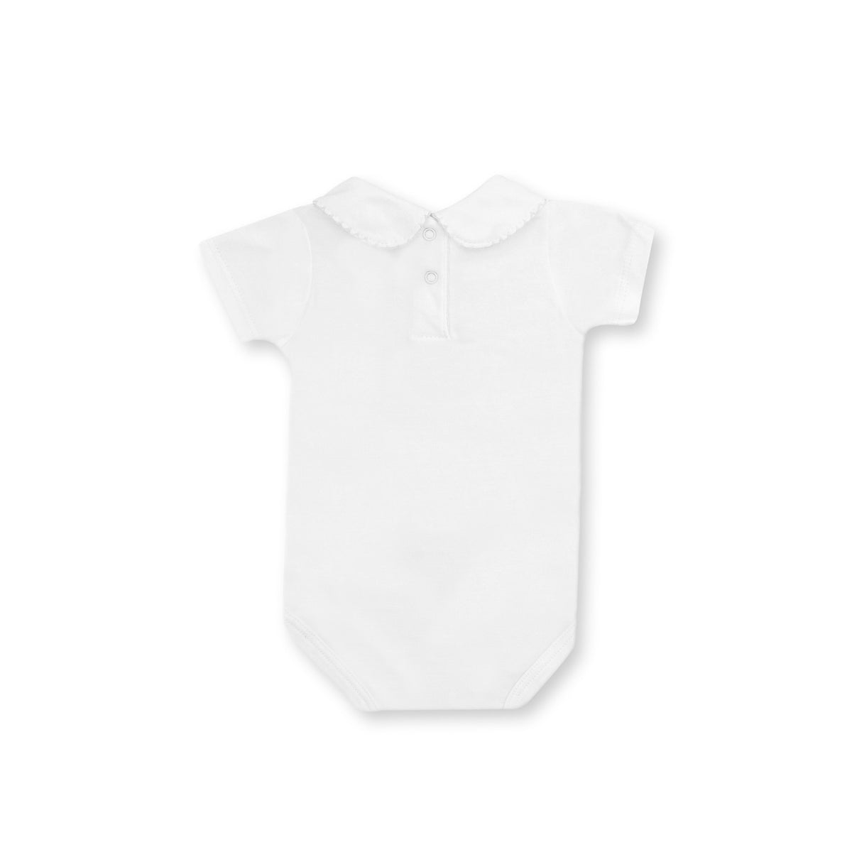 Short Sleeve Bebe Collar Bodysuit - White
