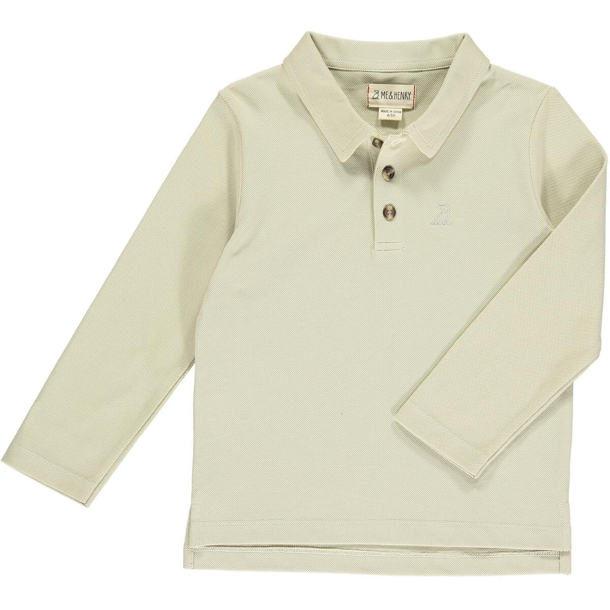 Pique Long Sleeve Polo - Cream