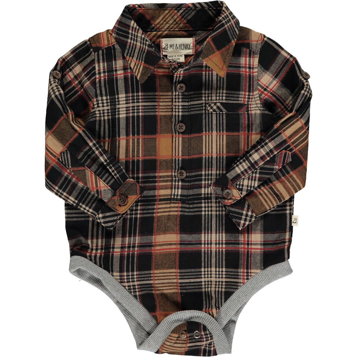 Plaid Woven Onesie - Black