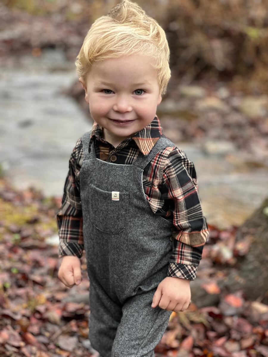 Plaid Woven Onesie - Black