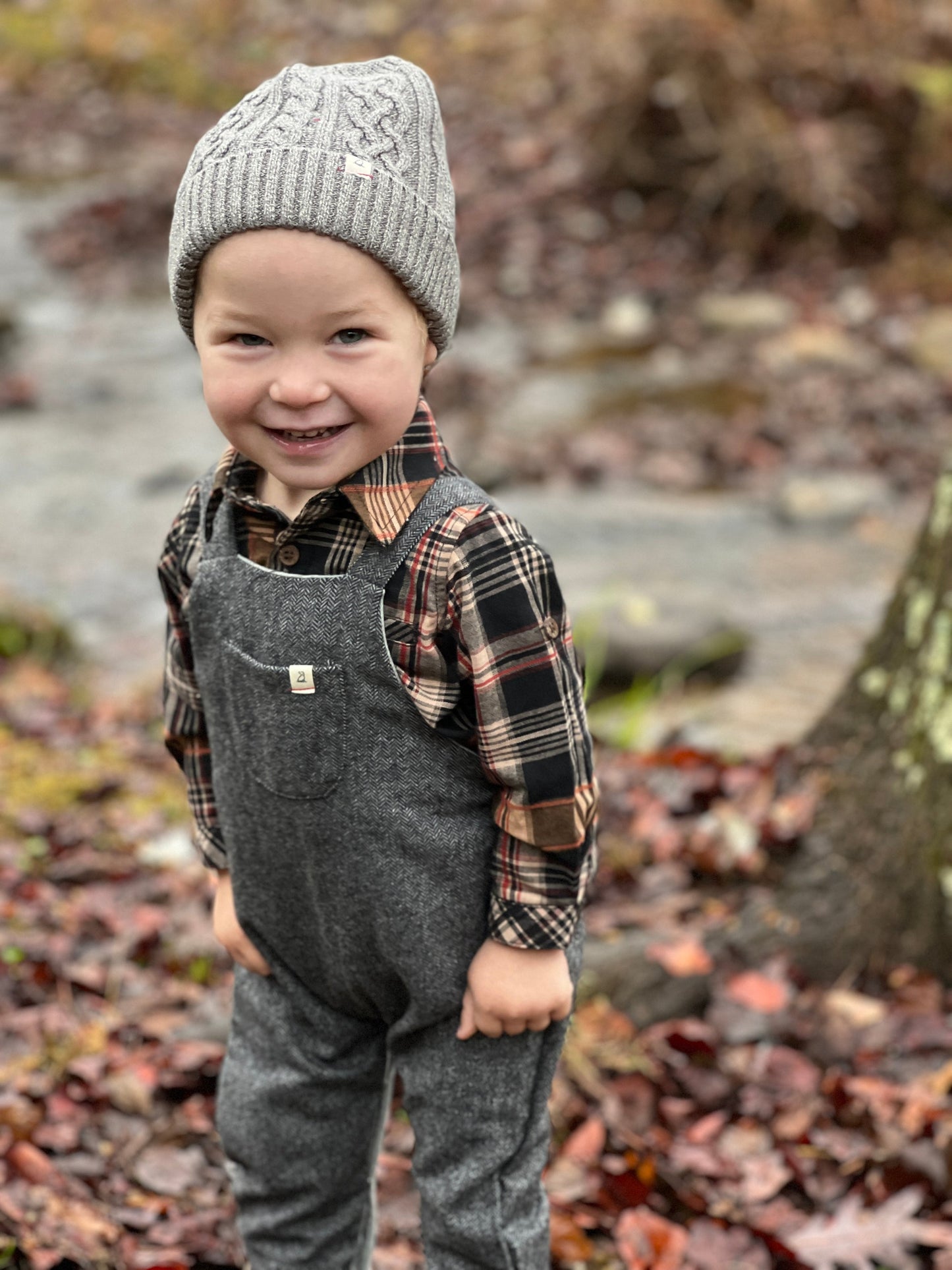 Plaid Woven Onesie - Black