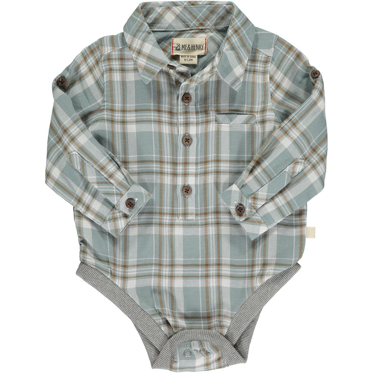 Plaid Woven Onesie - Blue/White