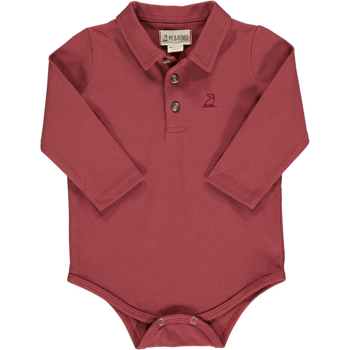 Pique Polo Onesie - Persimmon