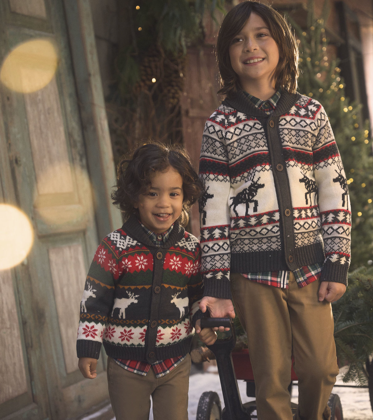 Holiday Elk Shawl Collar Cardigan