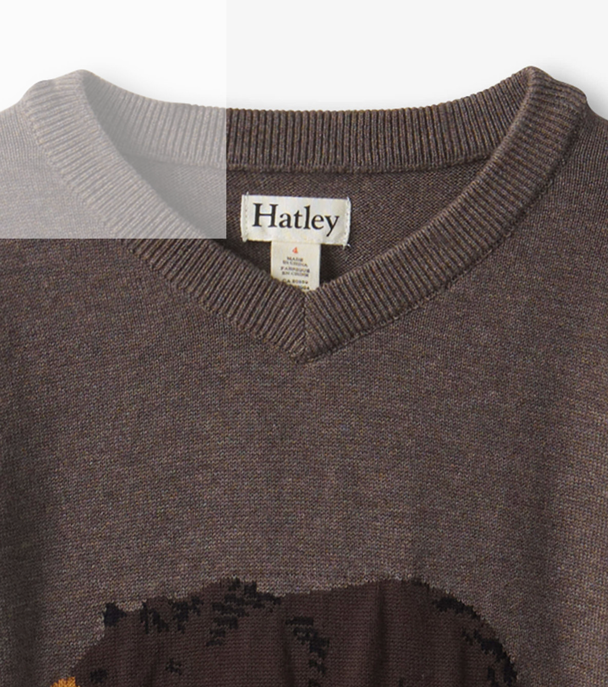 Brown Bear V-Neck Knit Sweater
