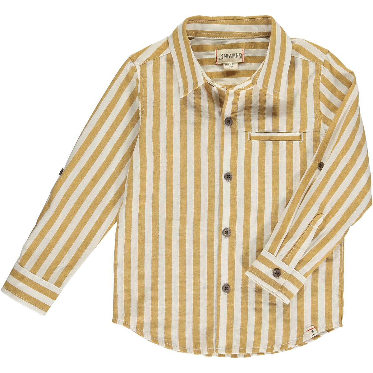 Woven Button Down - Gold Stripe