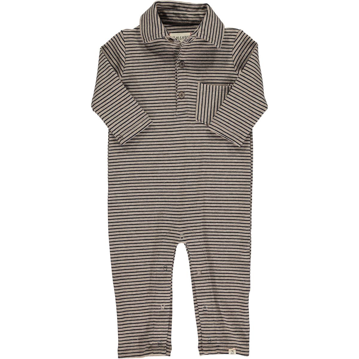 Double Stripe Romper - Black/Beige