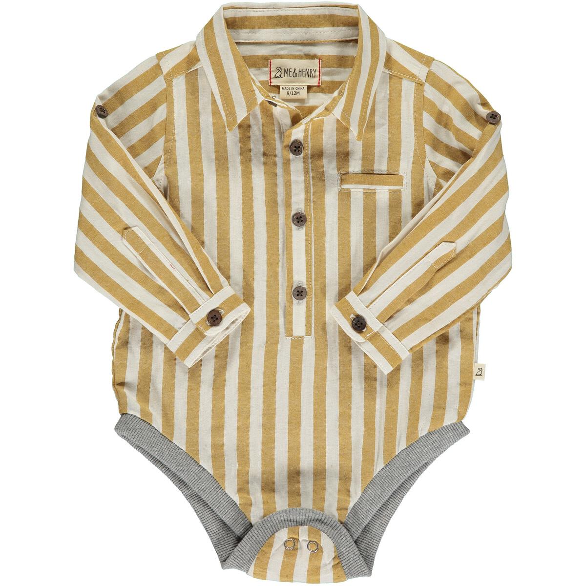 Striped Woven Onesie - Gold