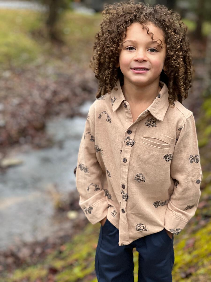 Construction Long Sleeve Button Down