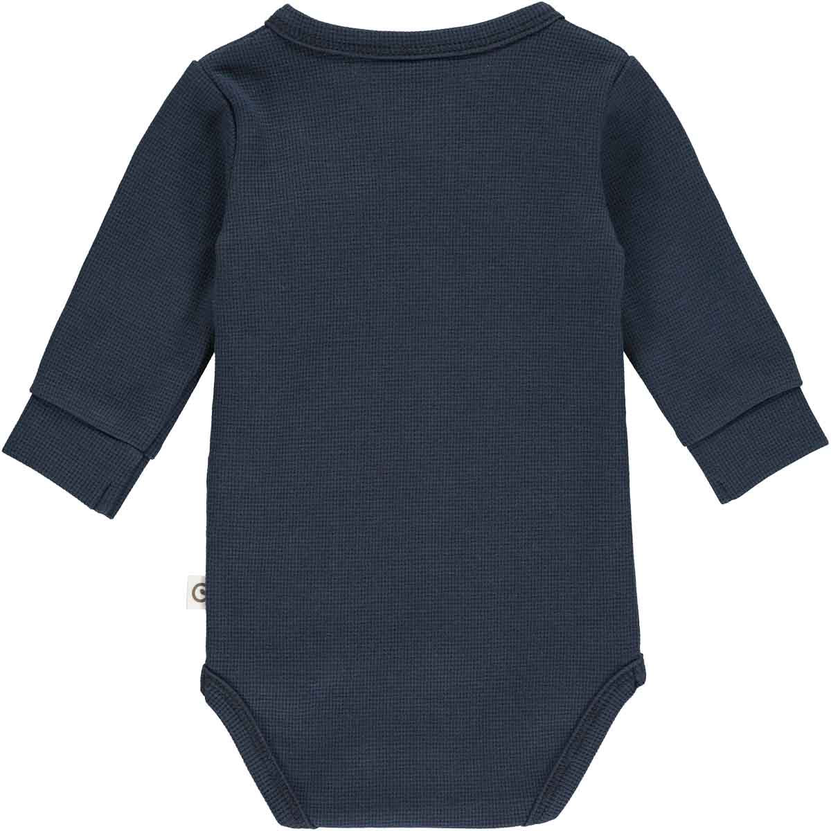 Mini Me Waffle Kimono Bodysuit - Night Blue