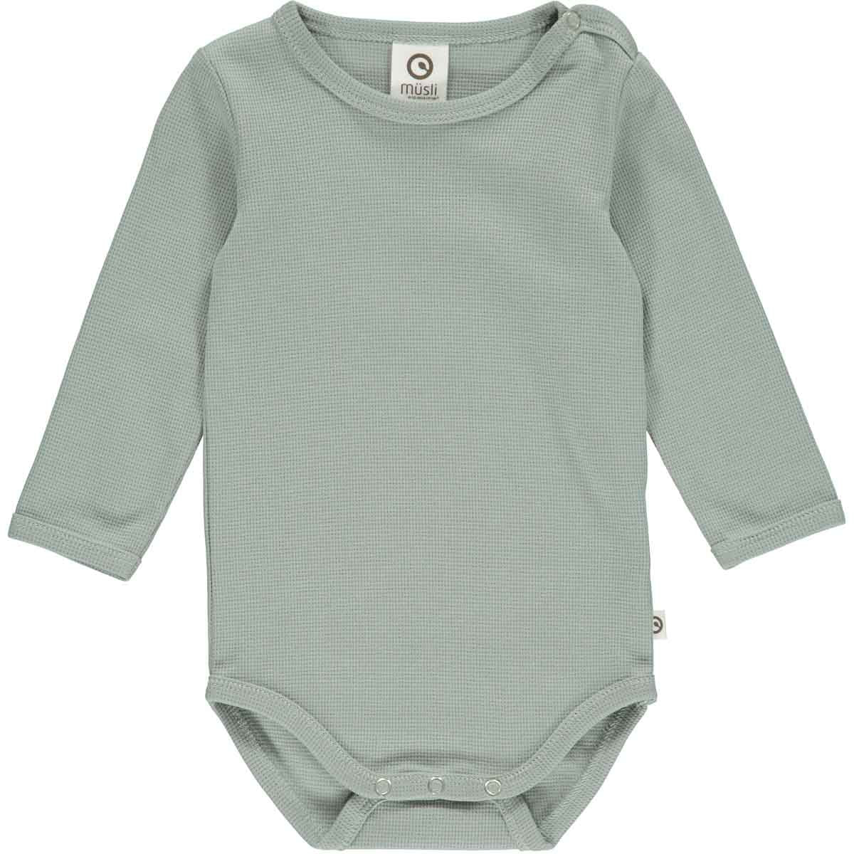 Waffle Long Sleeve Bodysuit - Spa Green