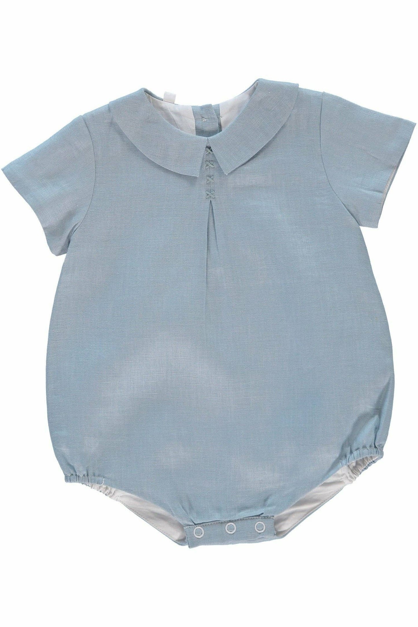 Blue Linen Pleated Bubble