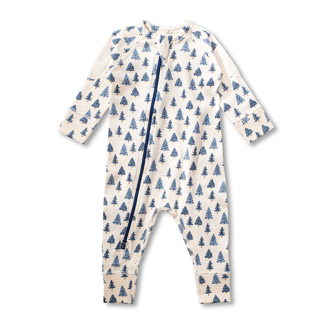 Pine Tree Waffle Zip Romper