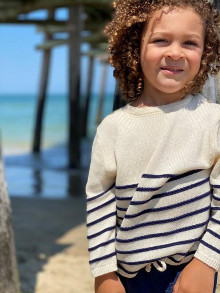 BRETON Toddler Sweater, Cream/Navy Stripe