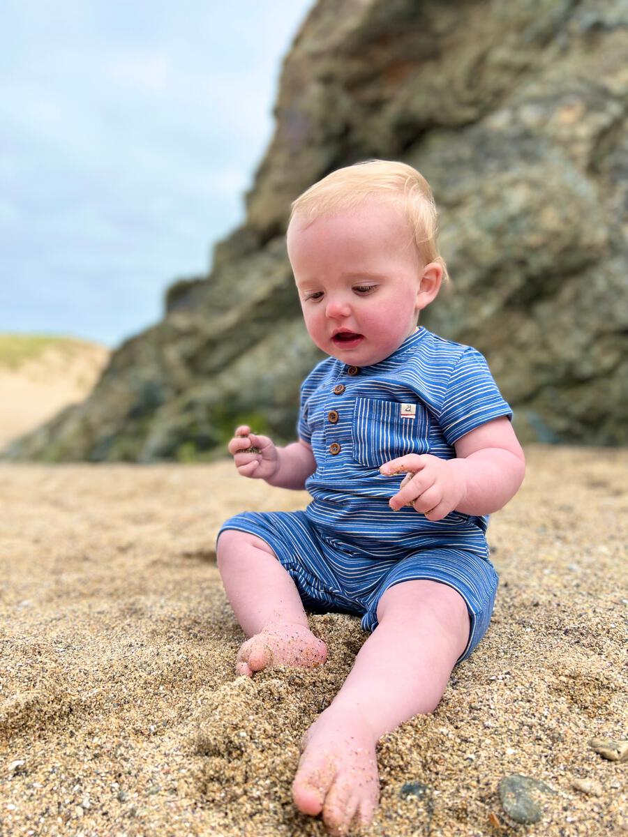 CAMBORNE Romper, Blue/Cream Stripe