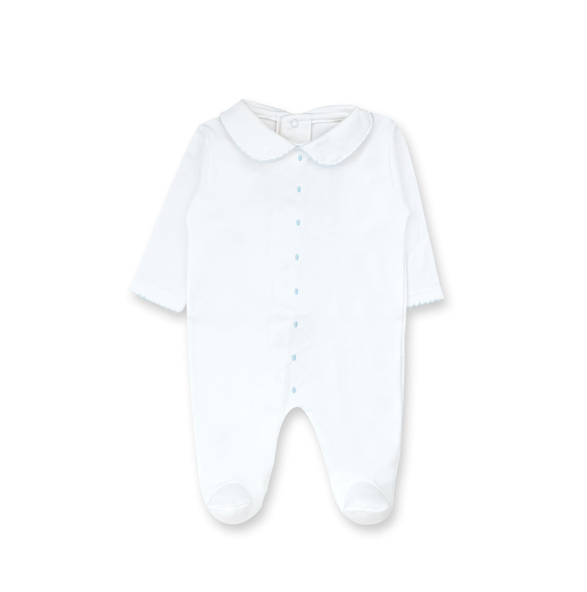White & Blue Diamond Pima Footie