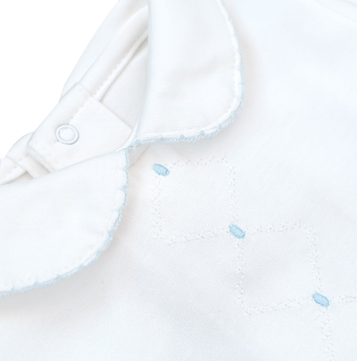 White & Blue Diamond Pima Footie