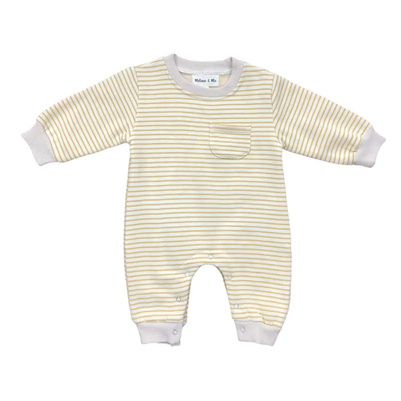 Oversized Striped Romper, Yellow