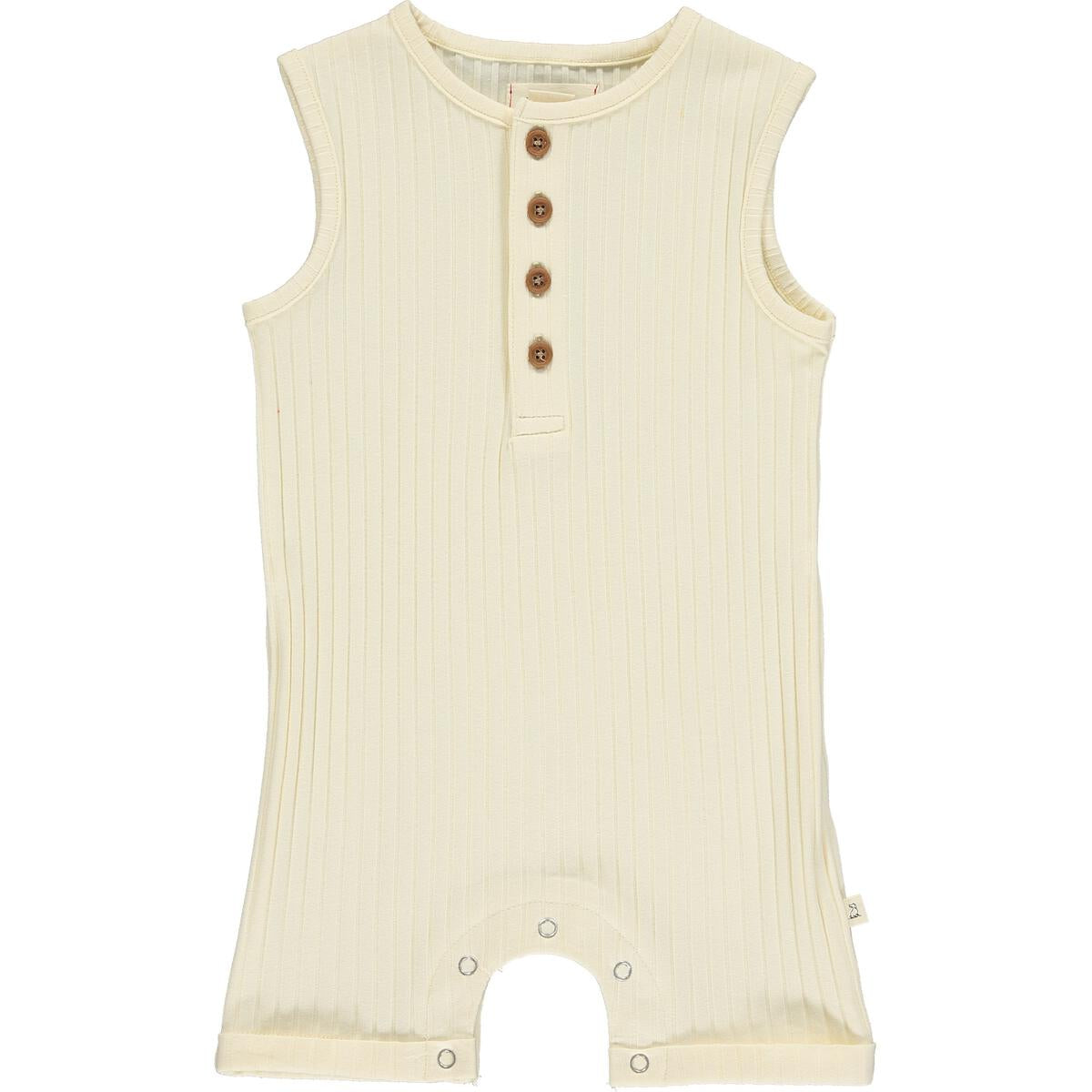 Ribbed Romper, Cream