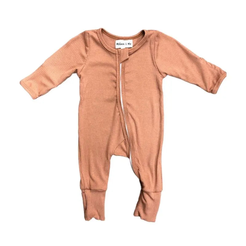 Ribbed Asymmetrical Romper, Rust