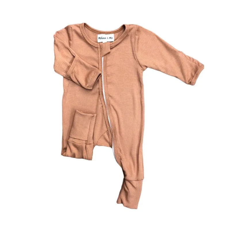 Ribbed Asymmetrical Romper, Rust