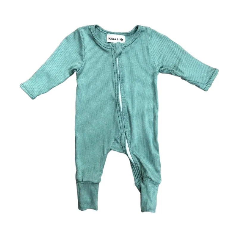 Ribbed Asymmetrical Romper, Sage