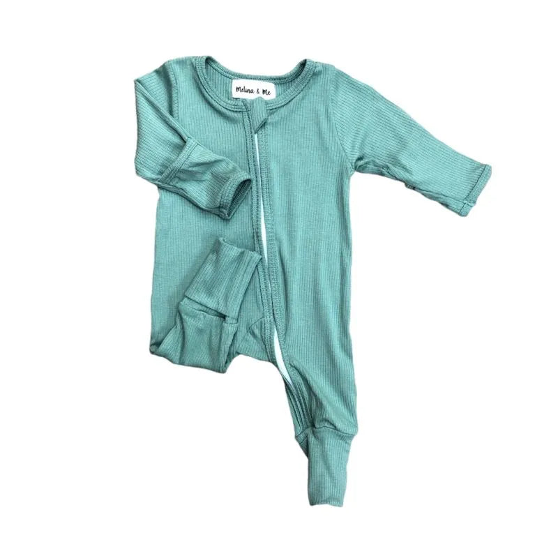 Ribbed Asymmetrical Romper, Sage