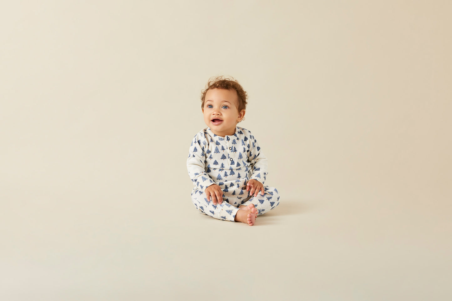 Pine Tree Waffle Zip Romper