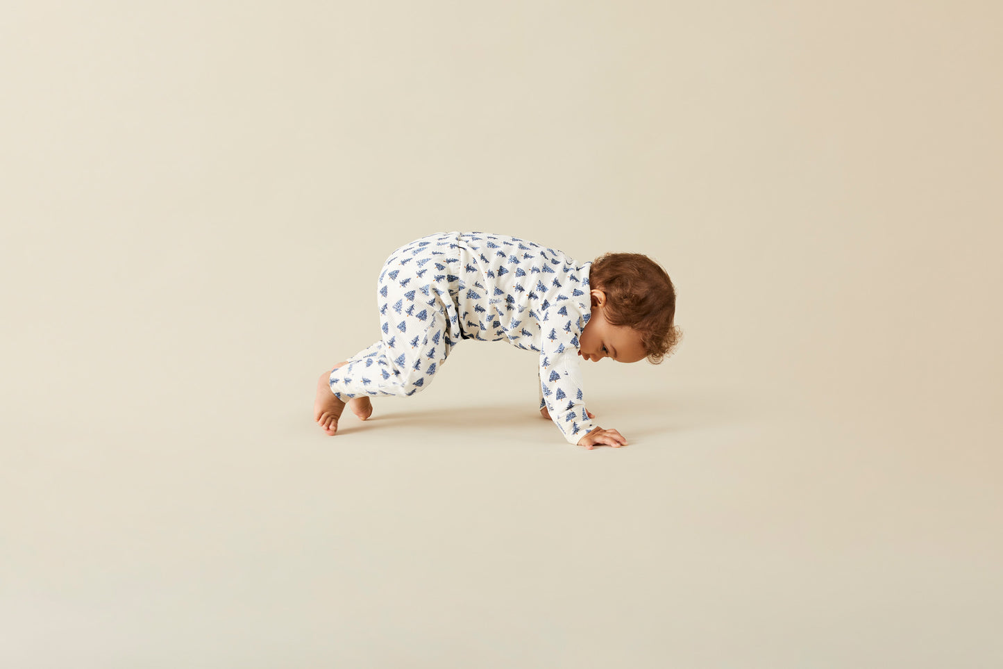 Pine Tree Waffle Zip Romper