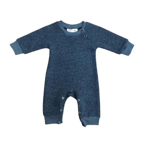 Waffle Knit Romper, Charcoal