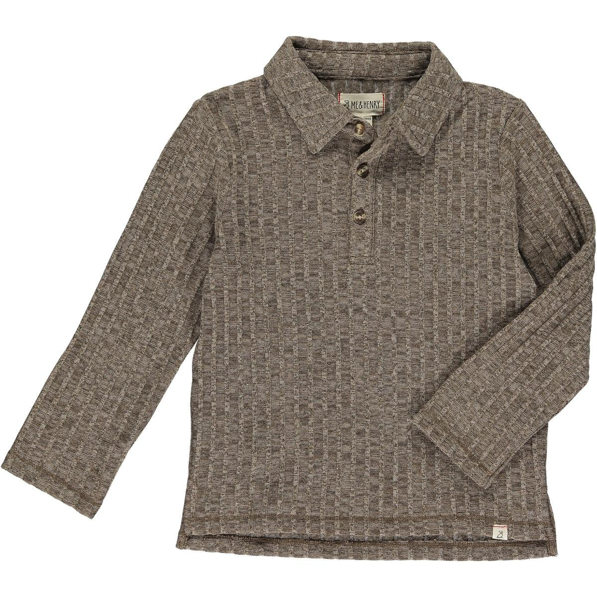 Knitted Long Sleeve Polo - Beige