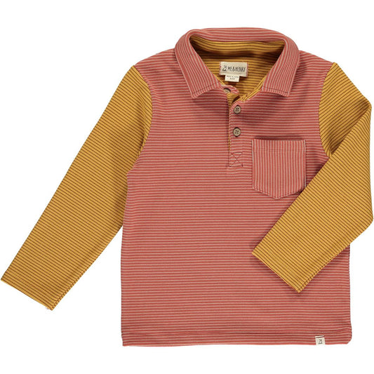 Color Block Striped Long Sleeve - Pumpkin/Gold