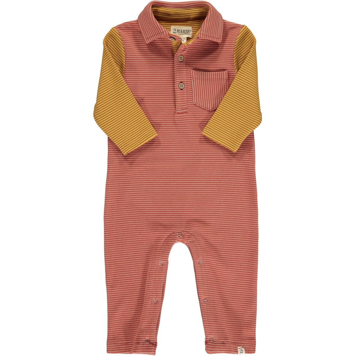 Polo Romper - Pumpkin/Gold