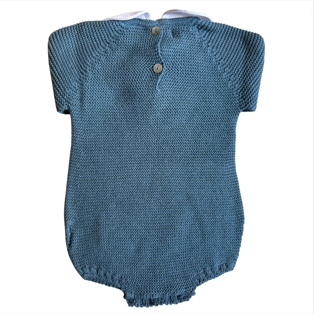 Knit Long Sleeve Collared Bubble - Steward Blue