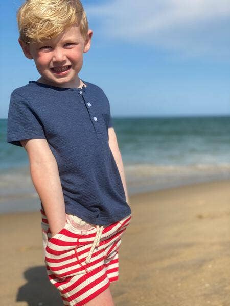 Red Striped Jersey Shorts