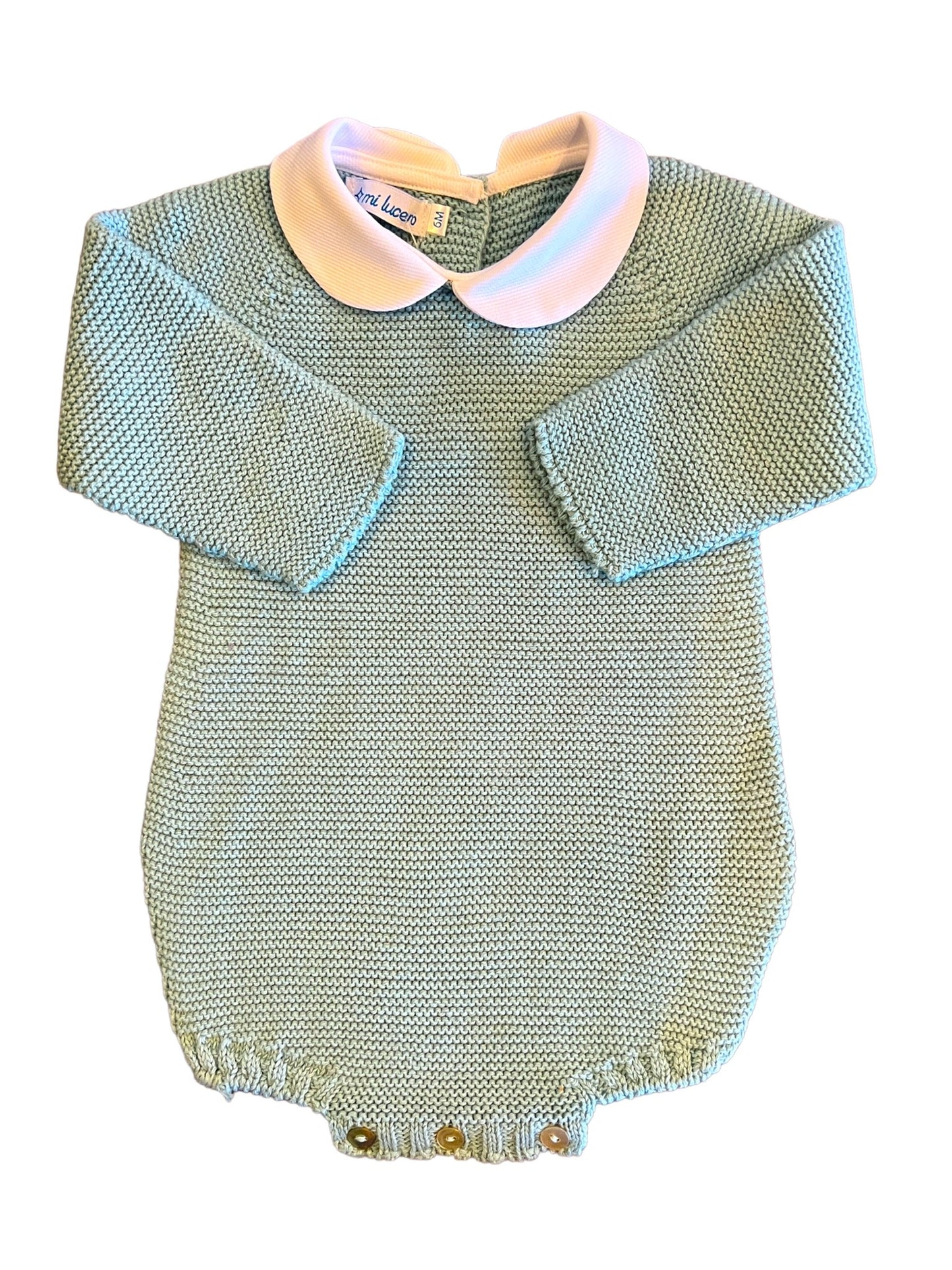 Knit Long Sleeve Collared Bubble - Jade Green