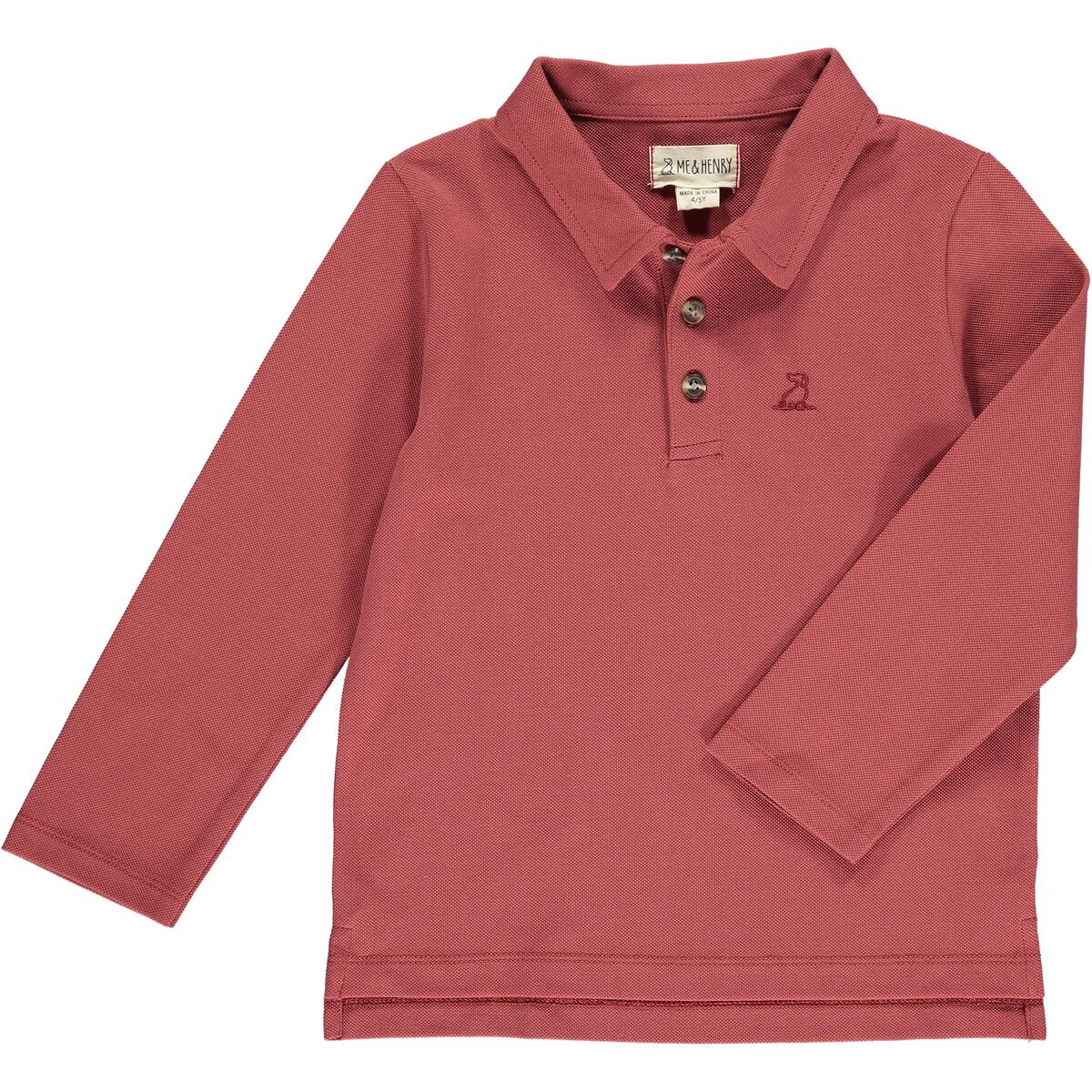 Pique Long Sleeve Polo - Persimmon