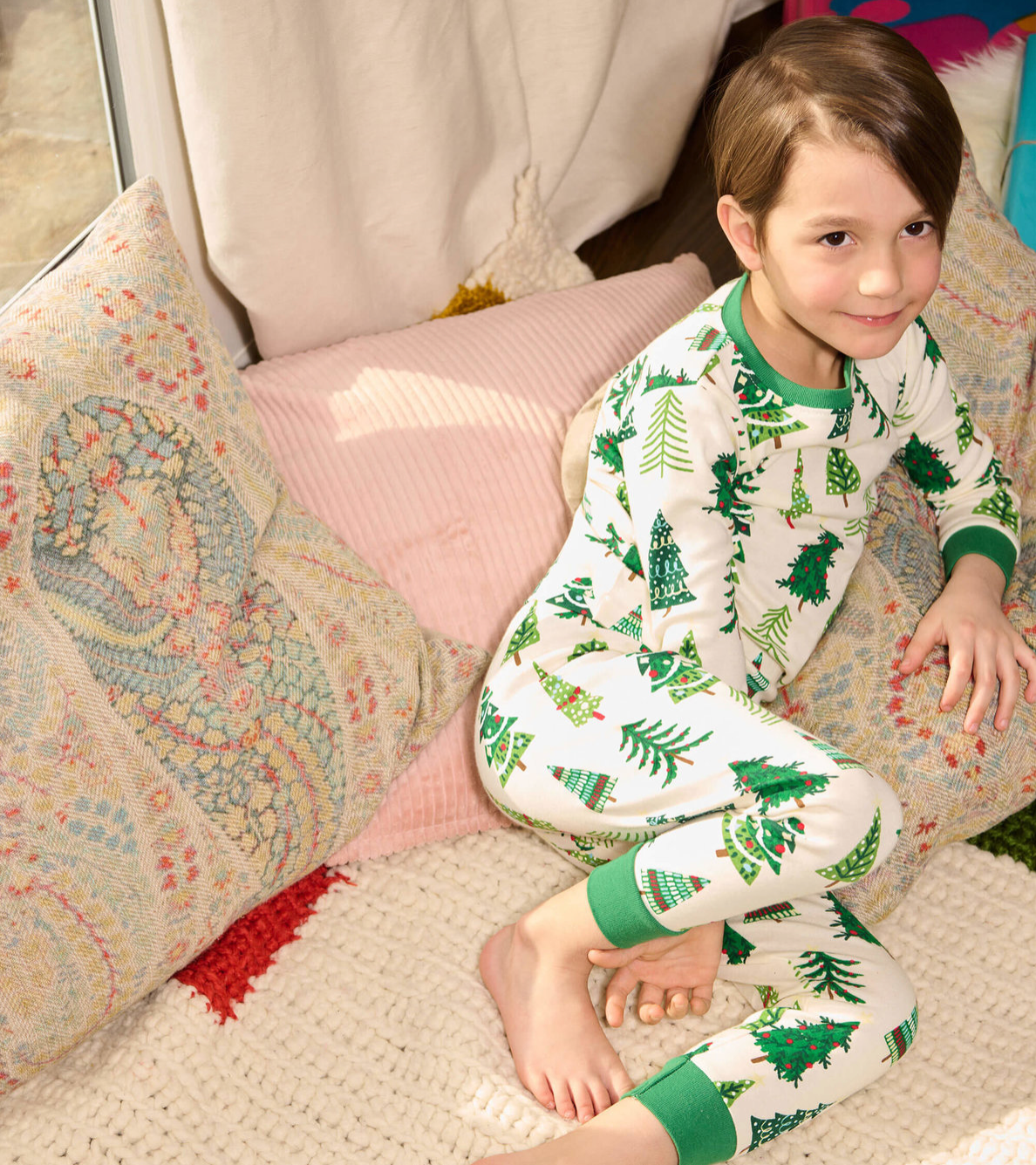 Christmas Trees Glow-In-The-Dark Kids Pajama Set