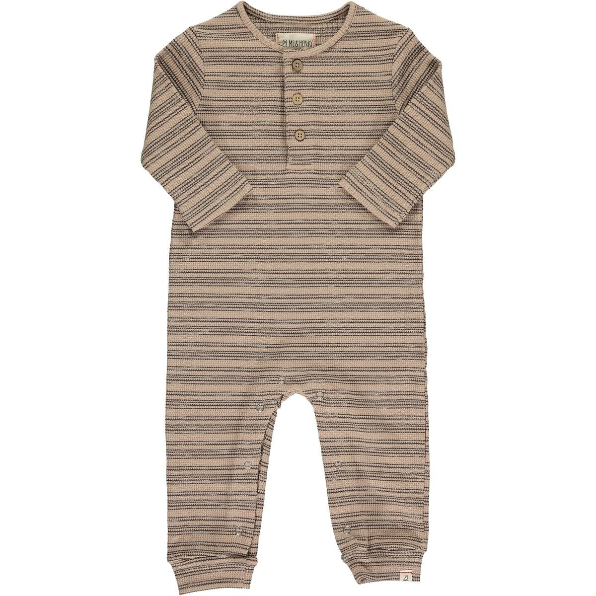 Ribbed Romper - Brown/Cream Stripe