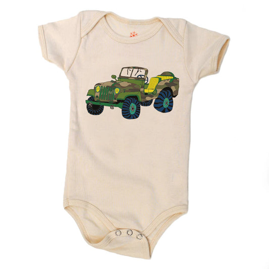 Jeepster Camo Onesie - Natural Organic