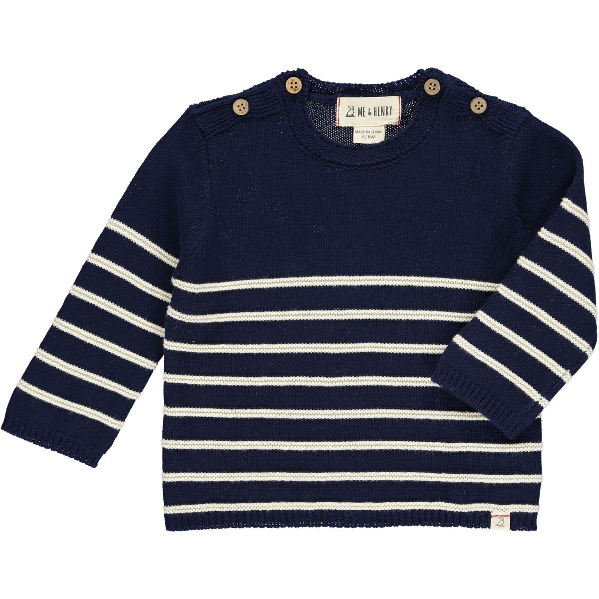 BRETON Baby Sweater, Navy/Cream Stripe