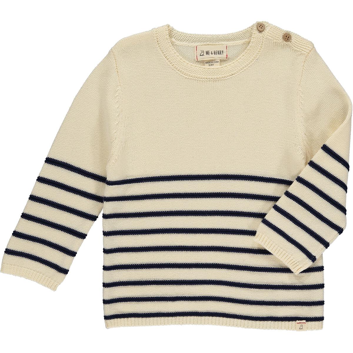 BRETON Toddler Sweater, Cream/Navy Stripe