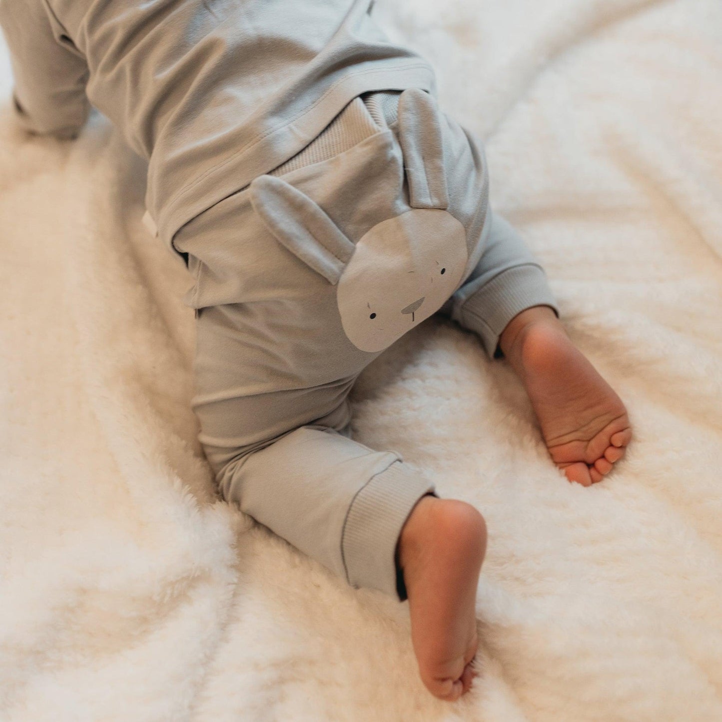 Organic Long Sleeve Bunny Pant Set - Pearl Blue